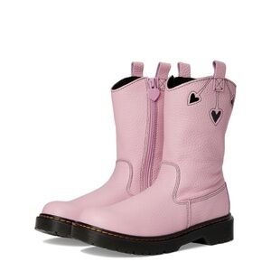 new 12 toddler youth 3,4 Doc Martens Bex Heart P-O pull on Boot, Pale Pink-Black